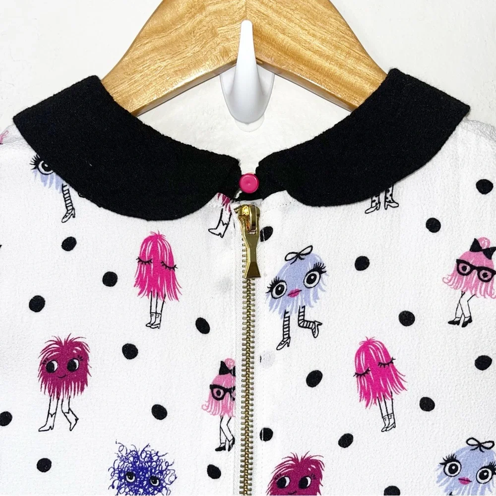Kate Spade Kimberly Monster Print Pebble Crepe Dress Girls Sz 12